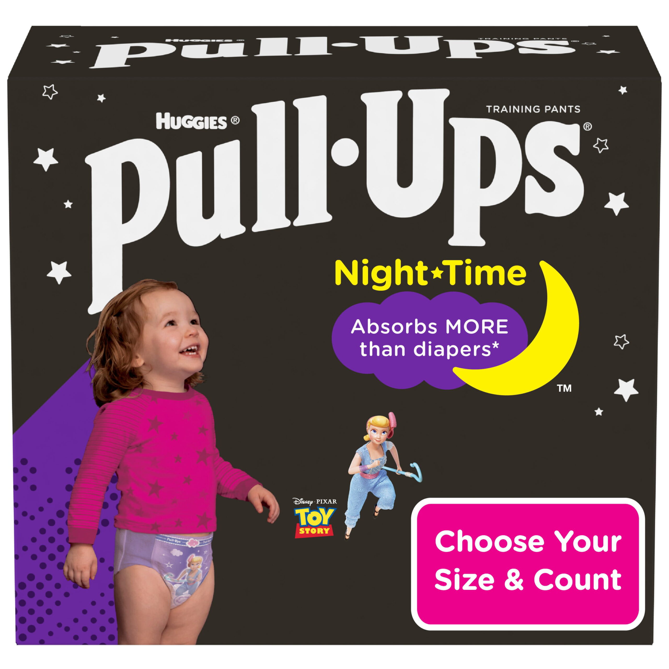 Huggies Pull-Ups Girls- Night-Time Potty Training Pants. 3T-4T. 60 Ct