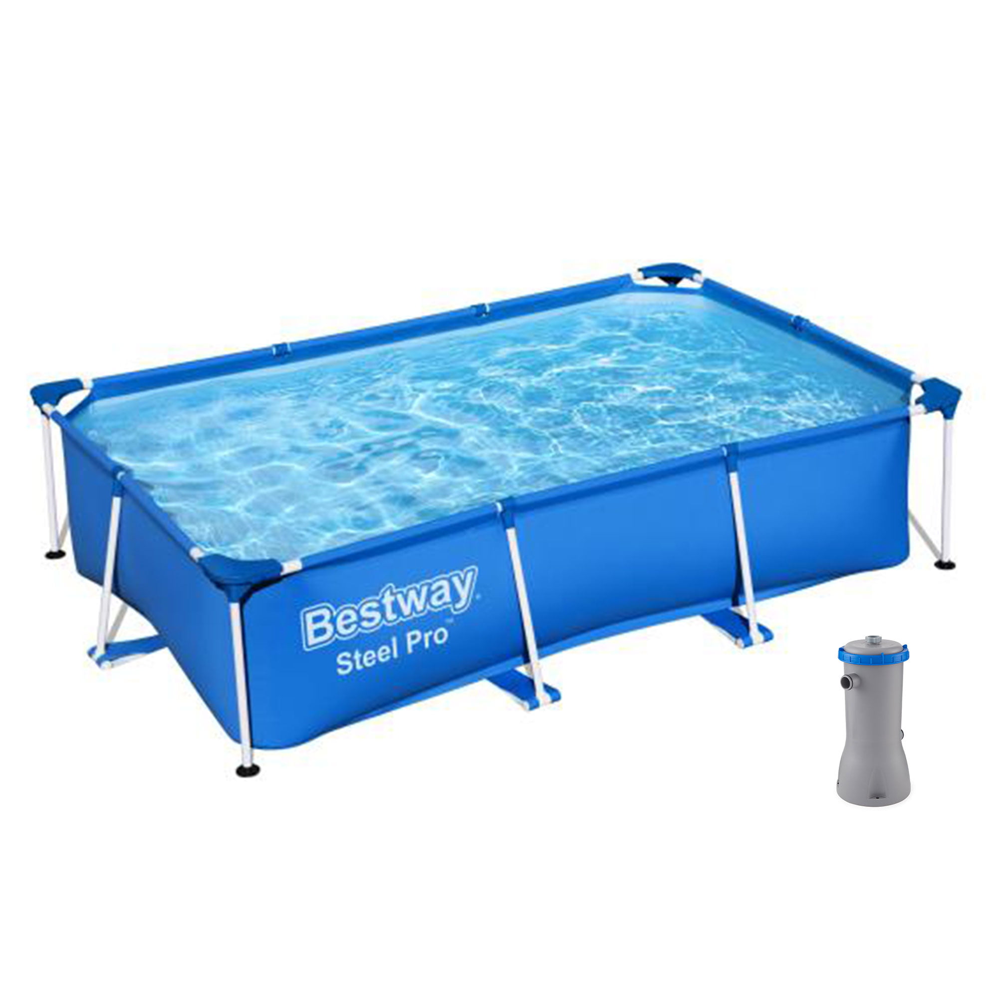 Bestway 8.5t x 5.5ft x 24in Rectangular Above Ground Pool Frame with Filter Pump