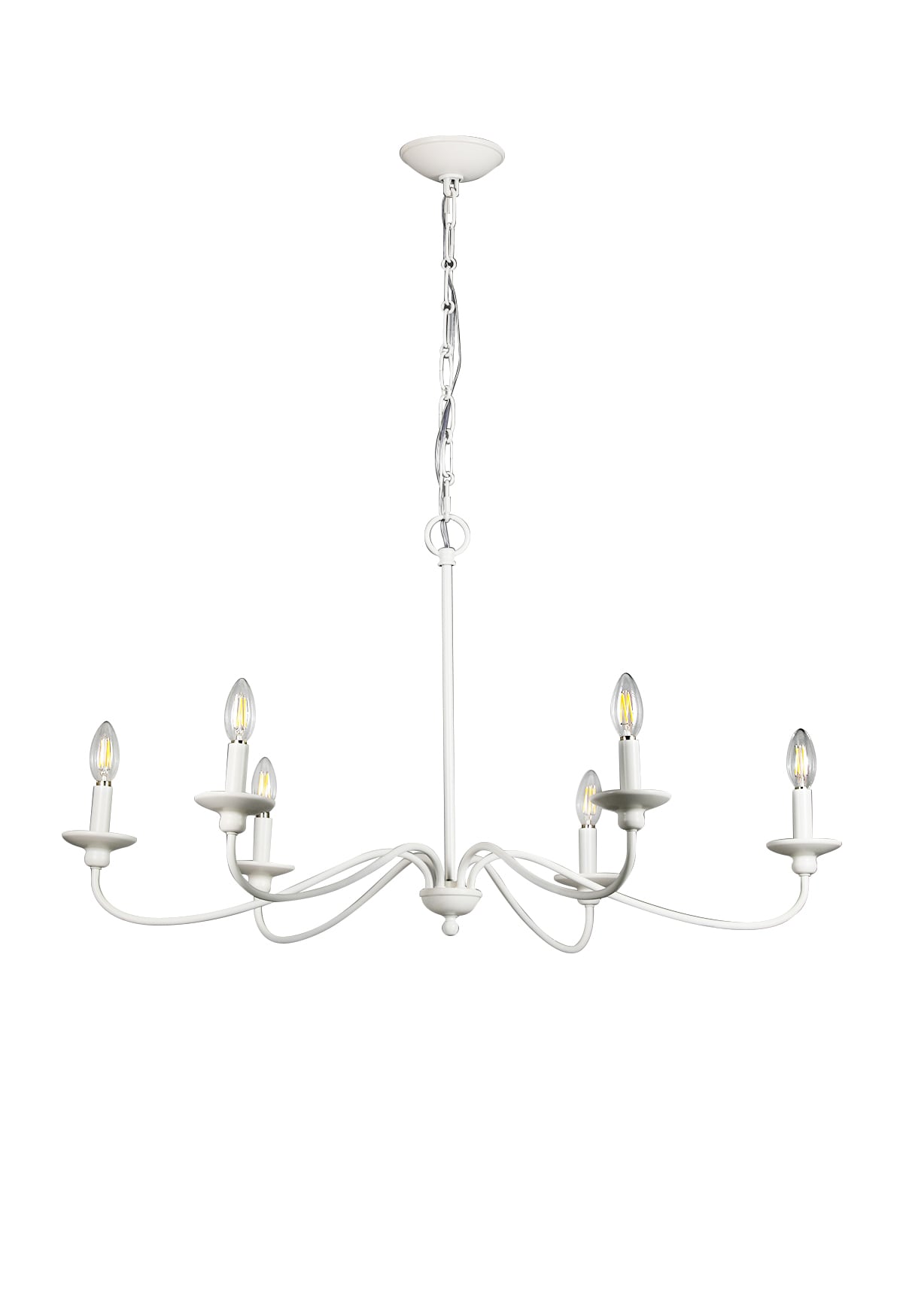 allen + roth Providence 6-Light Antique White Traditional Linear Pendant Light