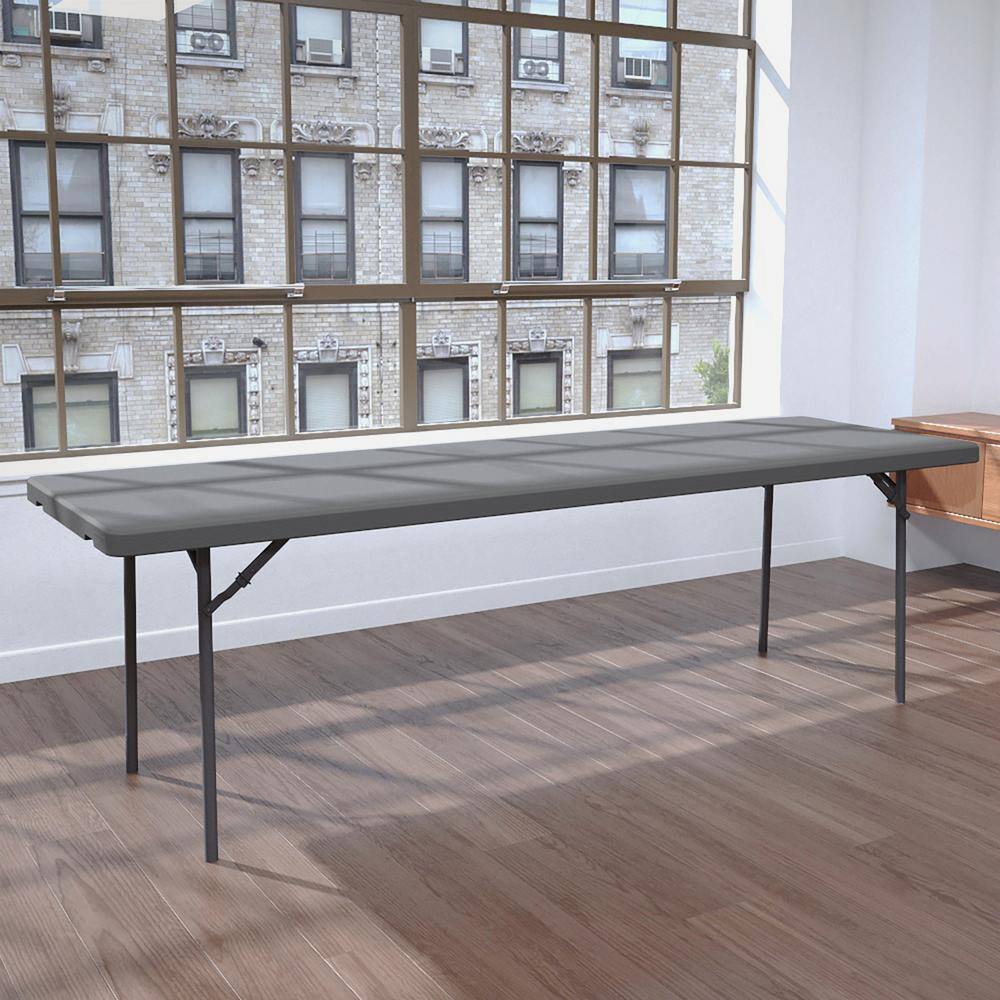 ZOWN 60528SGY1E Classic 8 ft. Commercial Blow Mold Folding Table. Gray