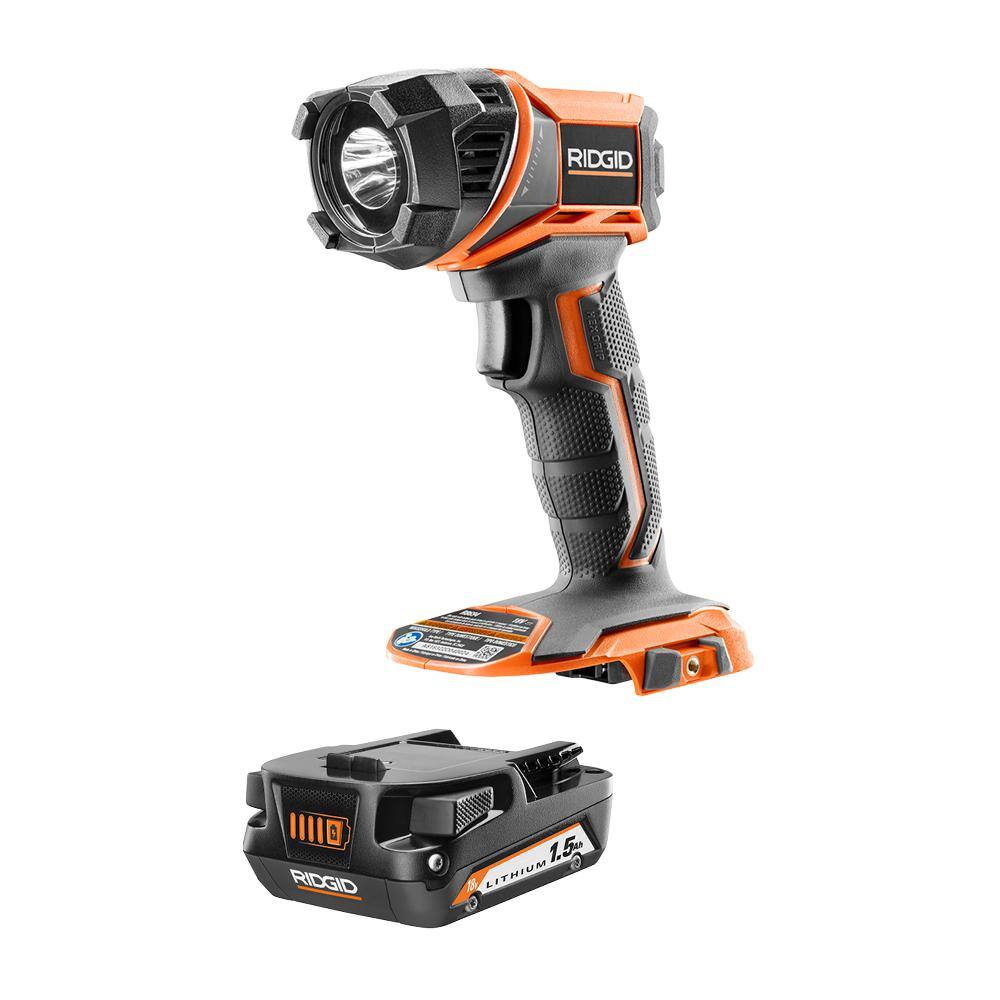 RIDGID R8694B-AC870015N 18V Cordless Torch Light with 18V Lithium-Ion 1.5 Ah Battery