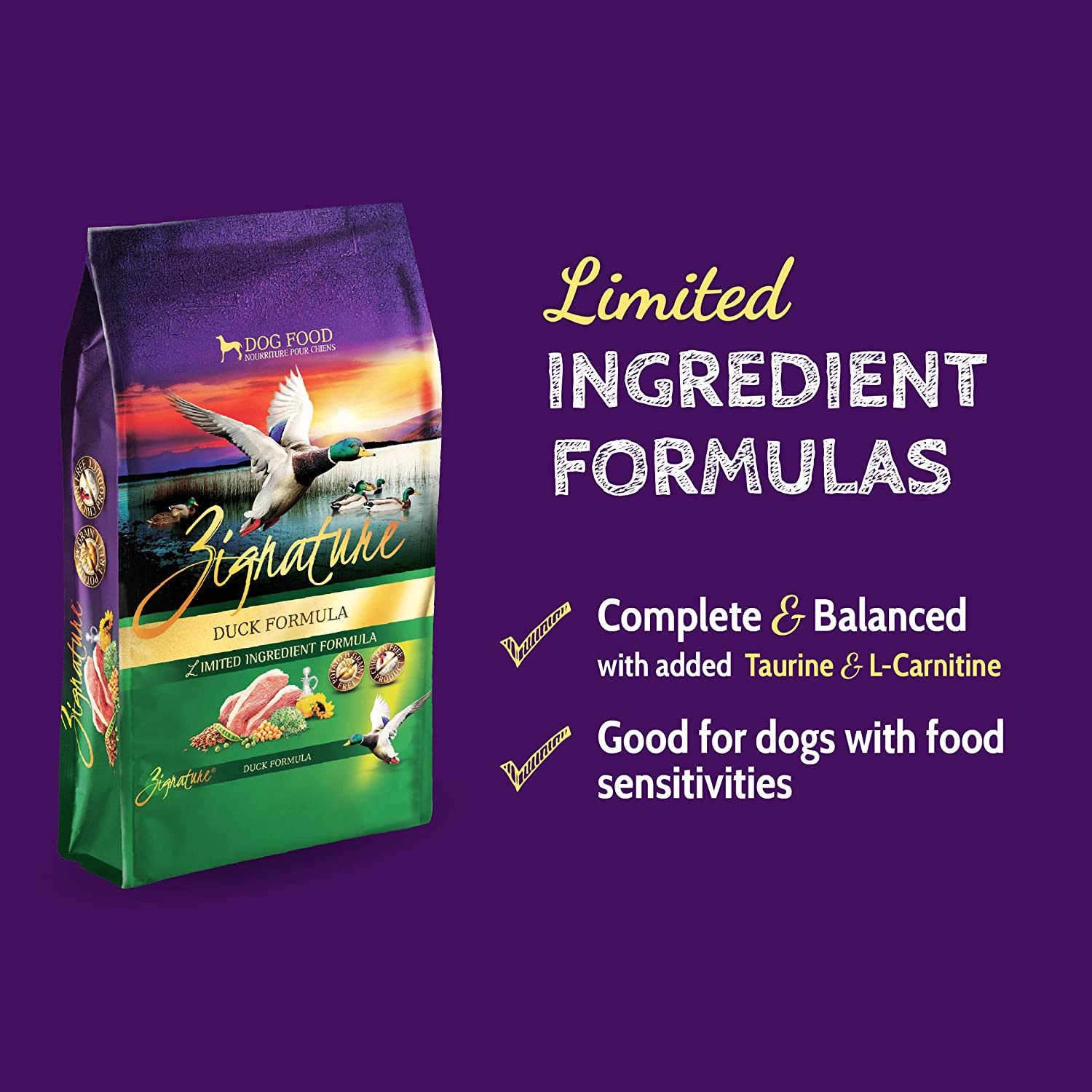 Zignature Duck Limited Ingredient Formula With Probiotics Dry Dog Food 12.5 Pound (Pack of 1)