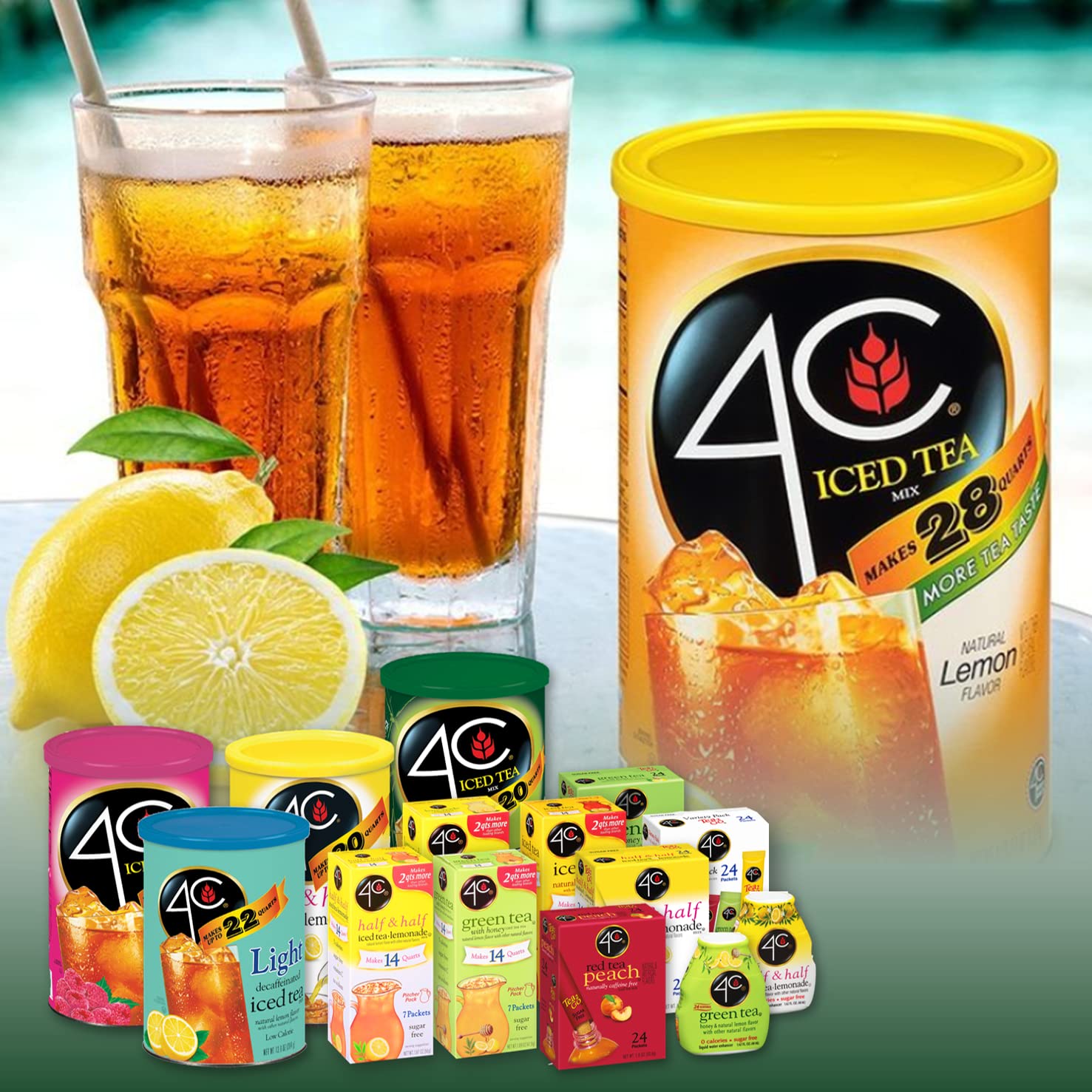 4C Light Decaffeinated Iced Tea. Low Calorie. 22 Quarts. 3 Pack