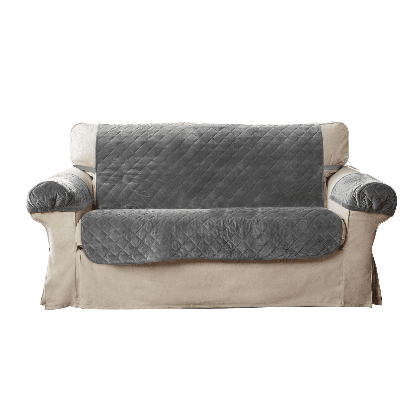 Mainstays 3-Piece Quilted Plush Loveseat Pet Cover Protector. Gray