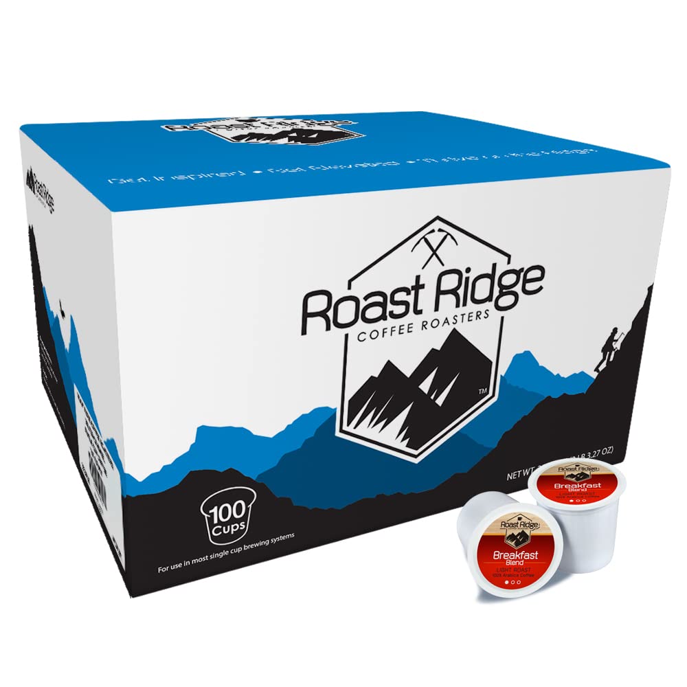 Roast Ridge Single Serve Coffee Pods for Keurig K-cup Brewers. Breakfast Blend. Light Roast. 100 Count (Pack of 1)