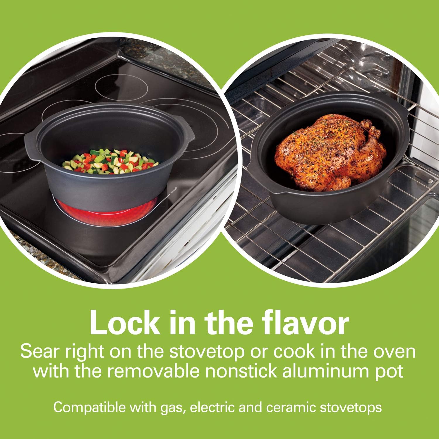 Hamilton Beach 33662 Programmable Slow Cooker with 6 Quart Stovetop-Safe Sear & Cook Crock. Silver