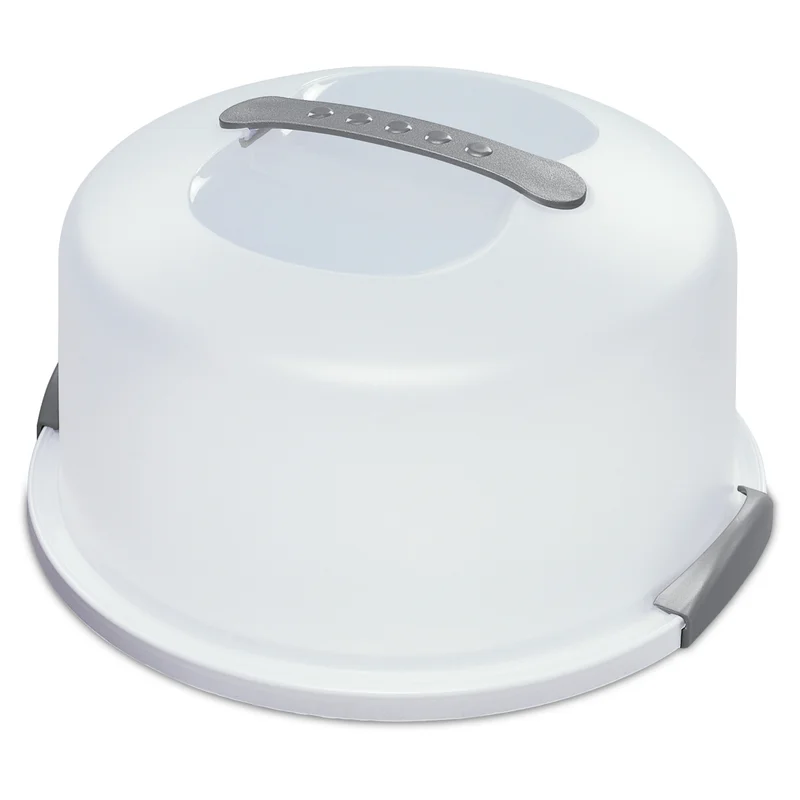 Sterilite Cake Server See-Through Lid. White Base. 4-Pack