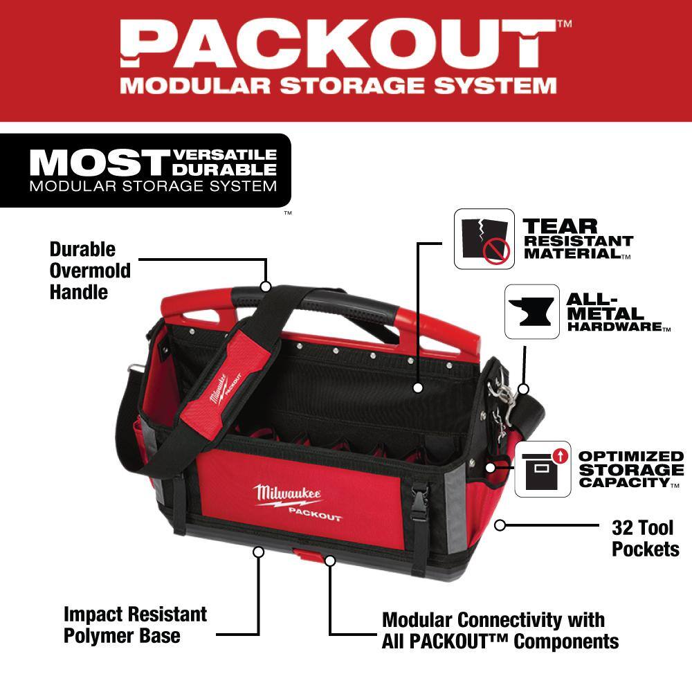 Milwaukee 48-22-8320-48-22-8180 20 in. PACKOUT Tote with Tool Bag