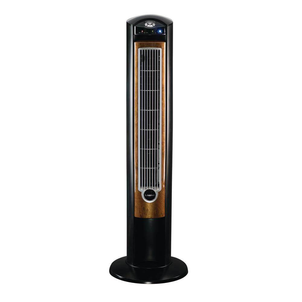 Lasko T42950 Wind Curve 42 Inch Tower Fan with Remote Control. Black Woodgrain