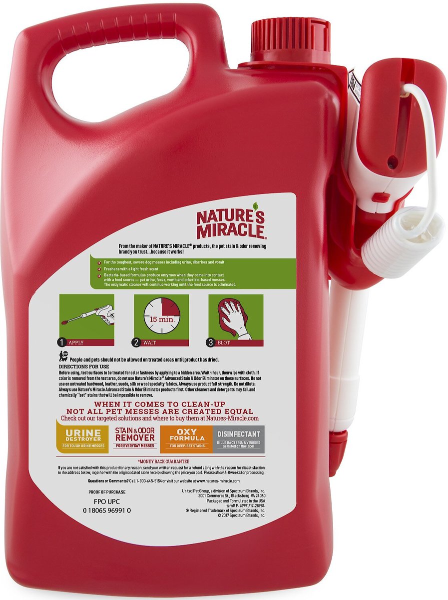 Nature-s Miracle Advanced Dog Stain & Odor Remover. Accushot Spray. 1.3-gal bottle