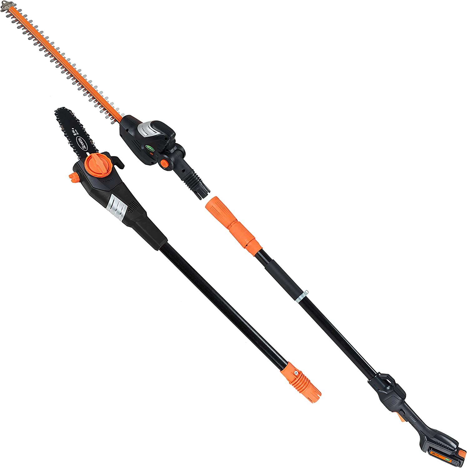 Scotts CLPS40020S 20-Volt 2-in-1 Cordless Covertible Saw/Pole Hedge Trimmer. Black