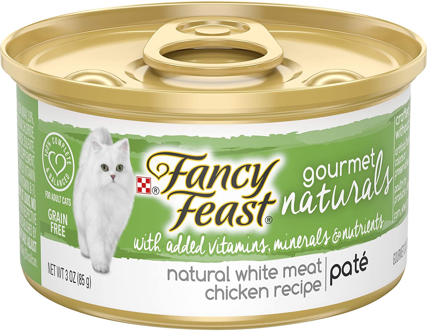Purina Fancy Feast Grain Free. Natural Pate Wet Cat Food. Gourmet Naturals White Meat Chicken Recipe - (12) 3 oz. Cans