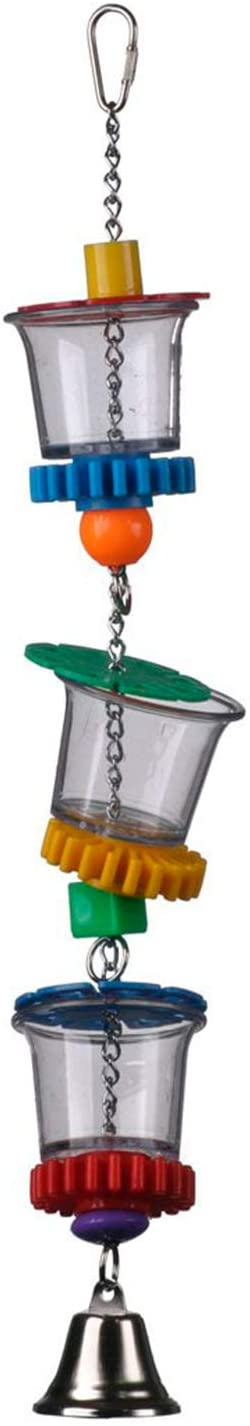 Super Bird Creations SB632 Foraging Bottom's Up Bird Toy with Clear Acrylic Cups. Medium /Large Bird Size. 18 x 2.5