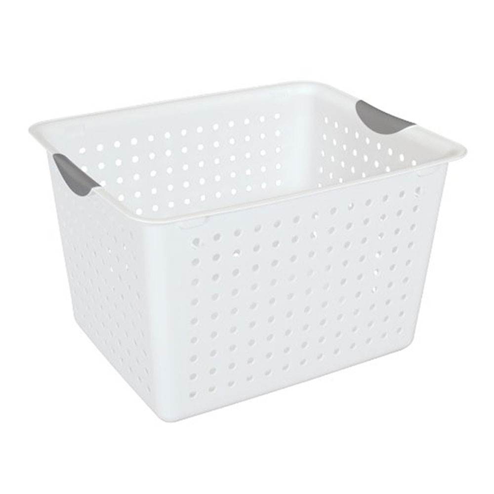 Sterilite Large 16 x 13 x 10 Inch Plastic Deep Ultra Storage Basket Tote. White (6 Pack)