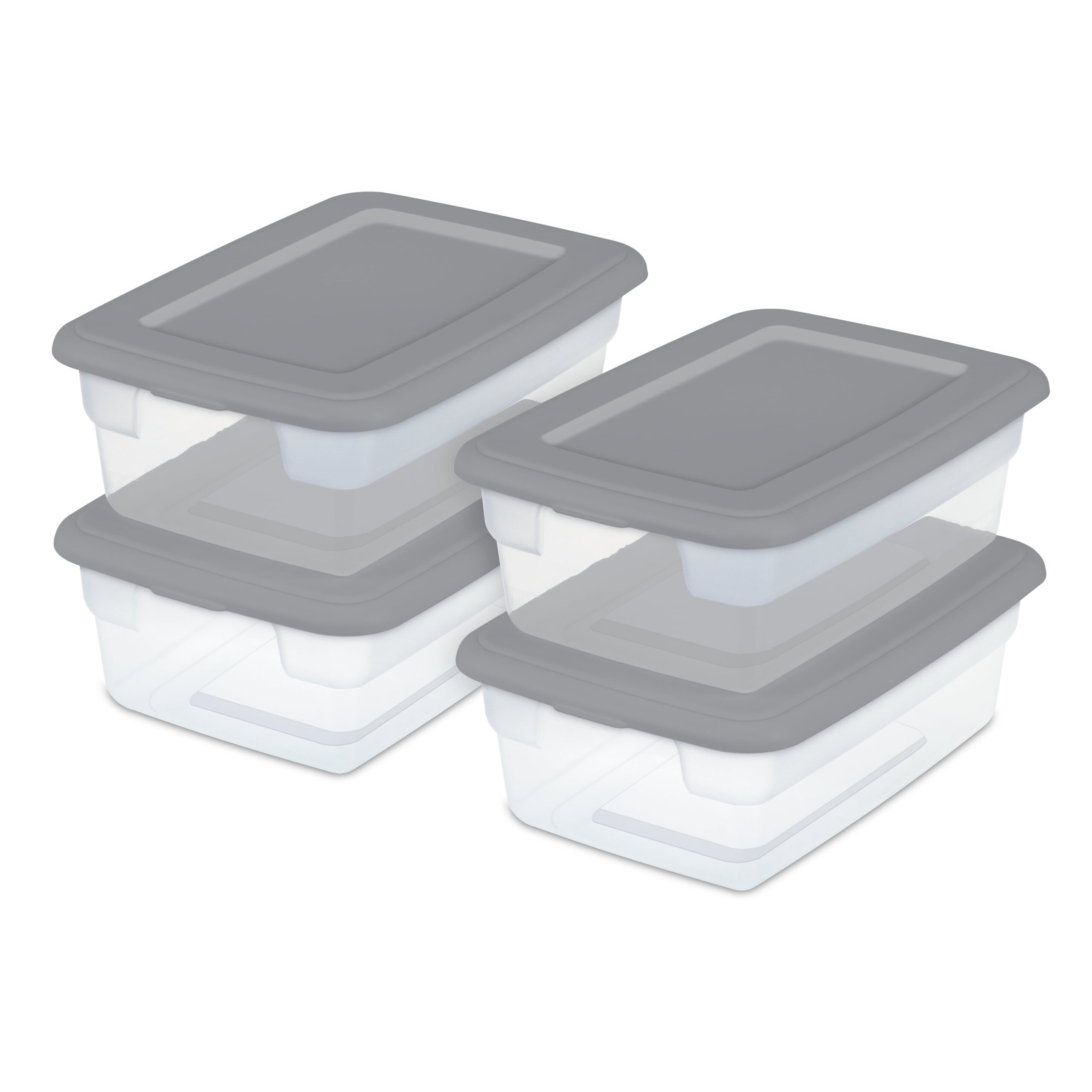 Sterilite 3 Gallon Plastic Storage Box. Gray and Clear. 16 Count