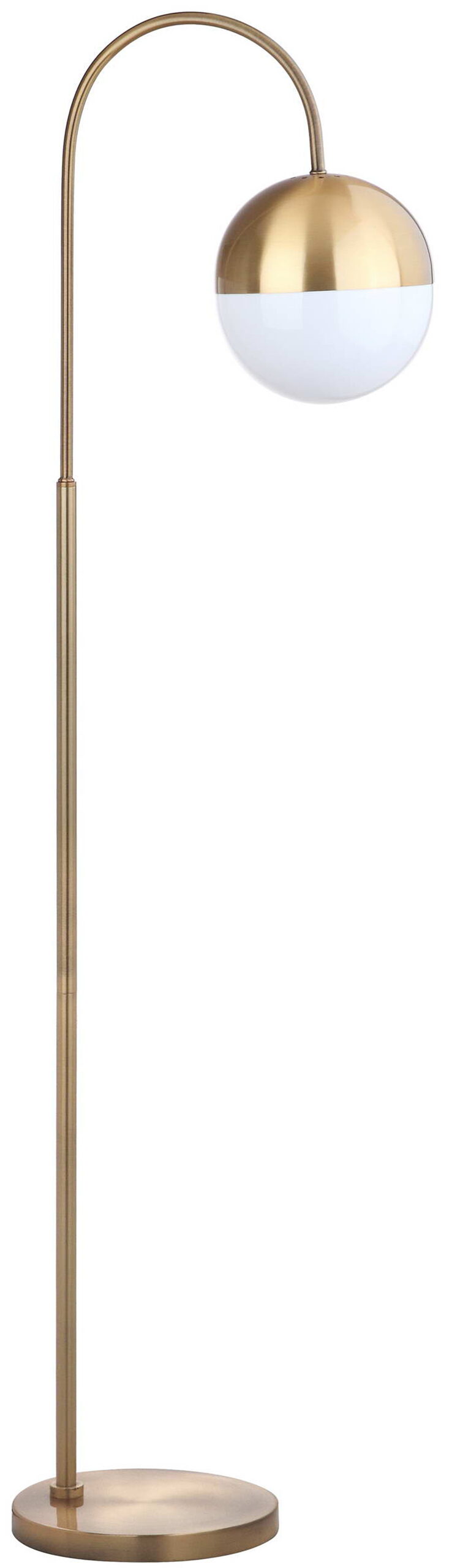 Safavieh Jonas 55.5 in. H Modern Glam Curved Floor Lamp. Brass Gold