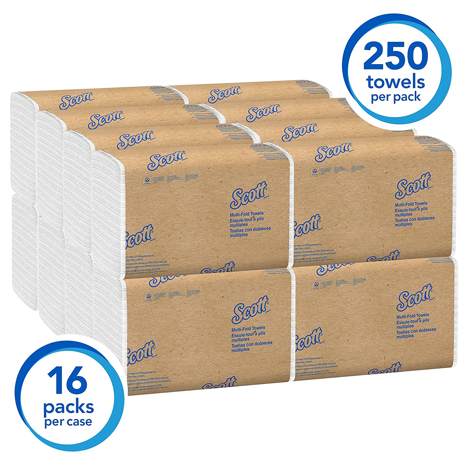 Scott Essential Multifold Paper Towels. 16 Packs. 250 Sheets