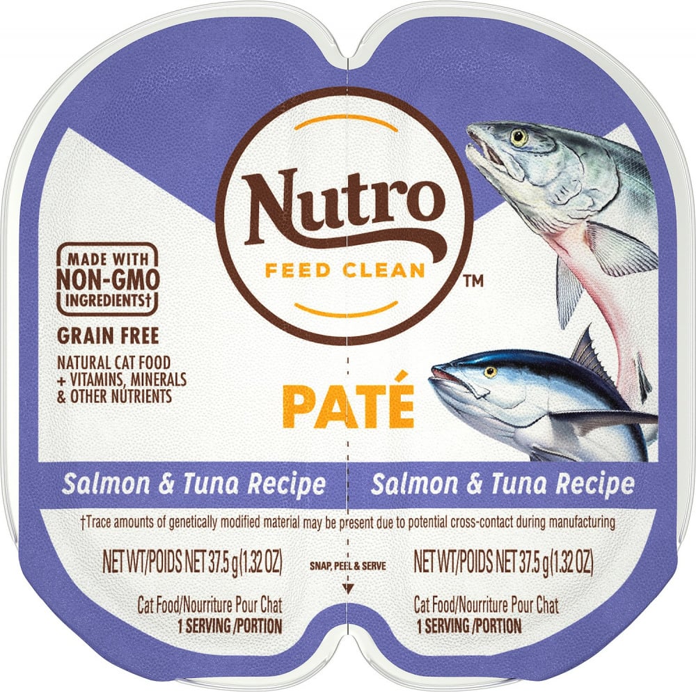 Nutro Perfect Portions Grain-Free Salmon & Tuna Paté Recipe Cat Food Trays 2.6-oz case of 24 twin-packs