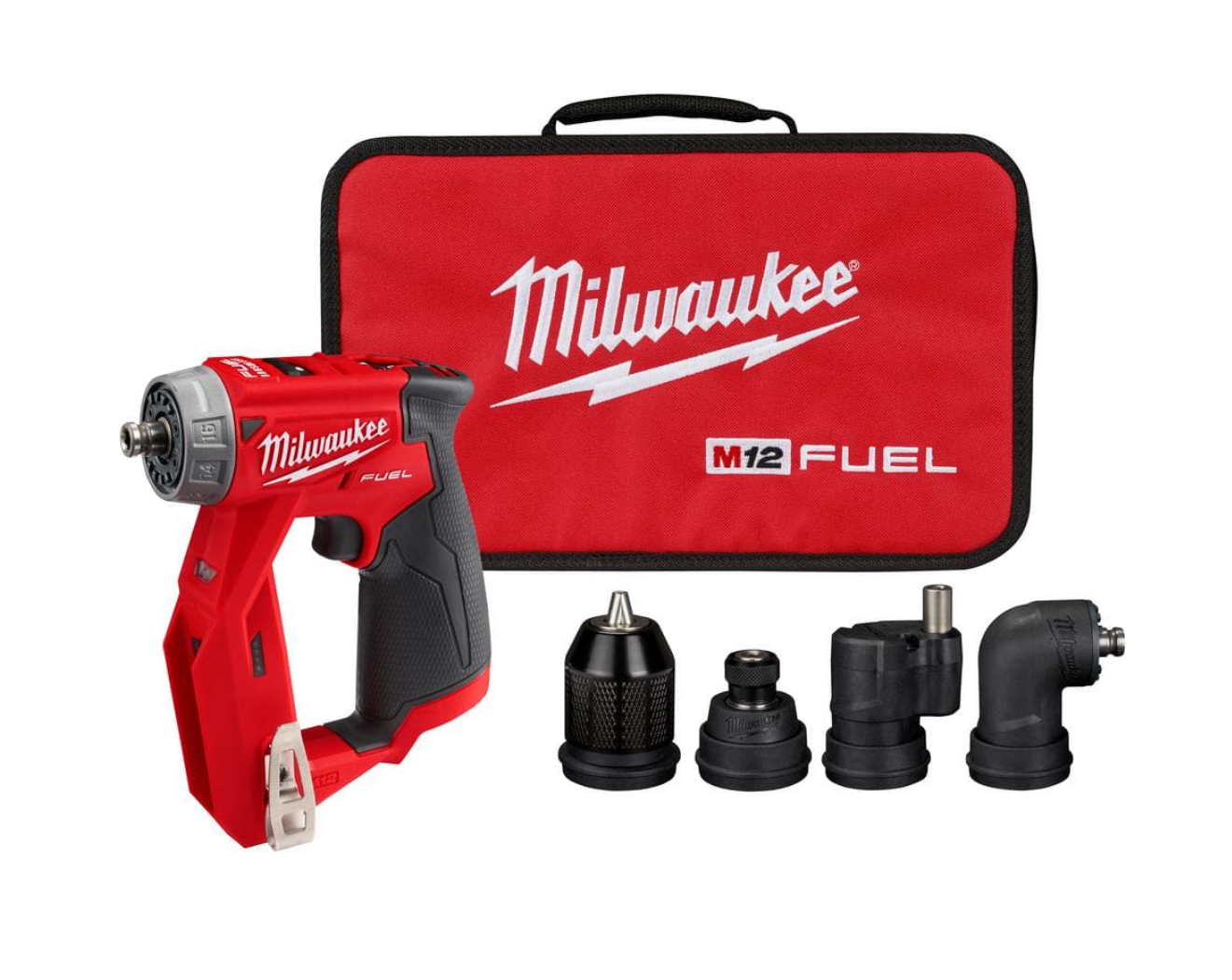 Milwaukee 2505-20 M12 FUEL 12-Volt Lithium-Ion Brushless Cordless 4-in-1 Installation 3/8 in. Drill Driver with 4 Tool Head (Tool-Only)