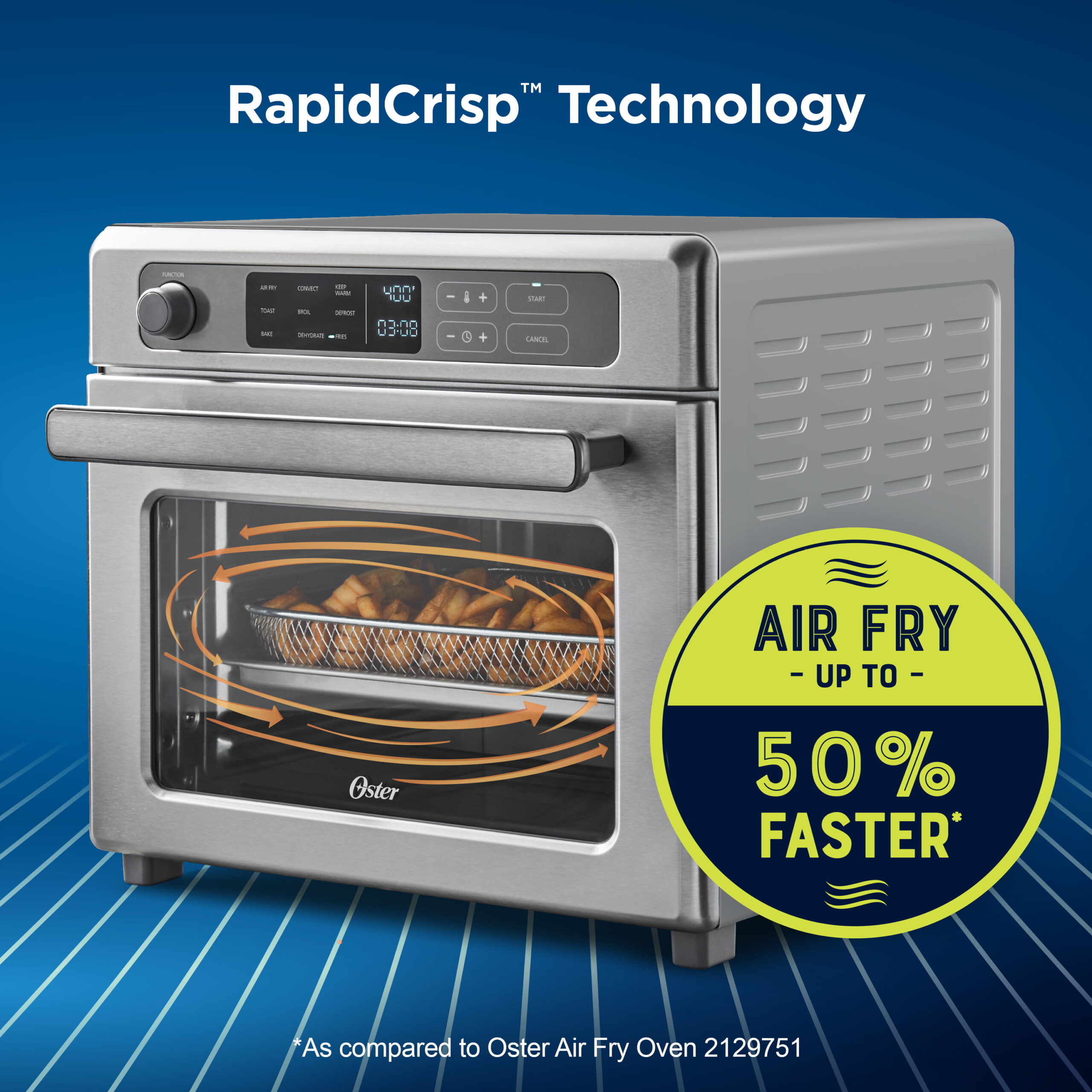 Oster Digital RapidCrisp™ Air Fryer Oven. 9-Function Countertop Oven with Convection