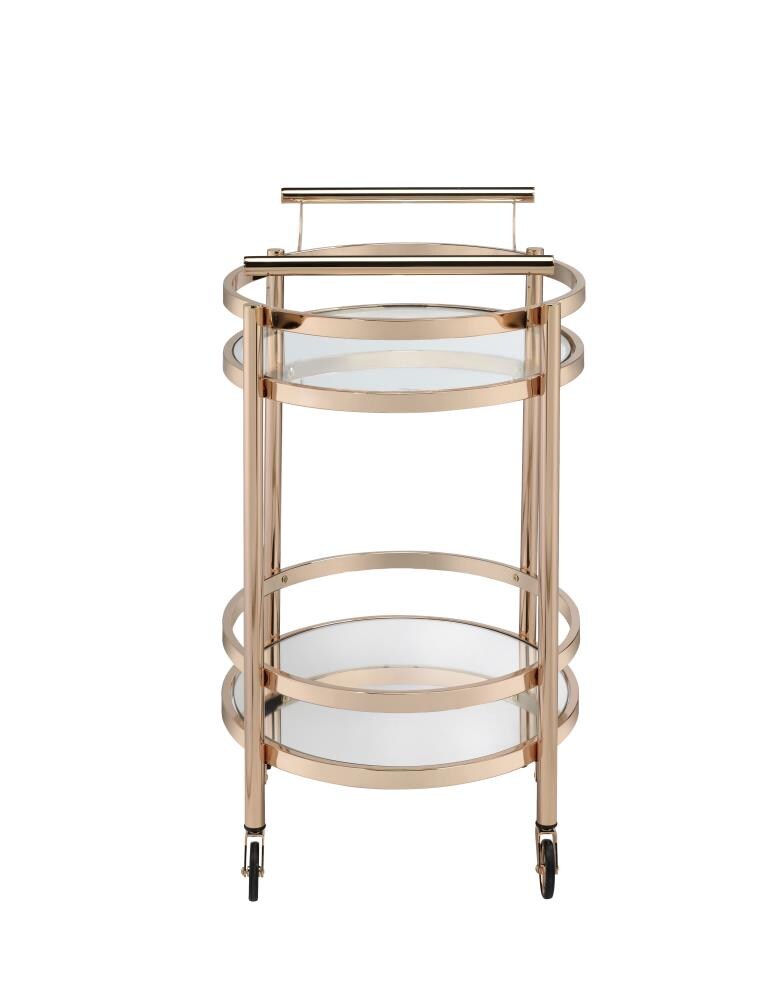 ACME FURNITURE Gold Metal Base with Glass Top Rolling Kitchen Cart (18.9-in x 26.8-in x 34.3-in)