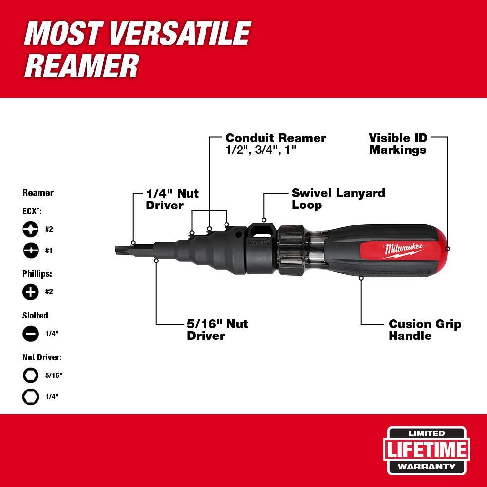 Milwaukee 48-22-4197-48-22-2870 200 ft. Polyester Fish Tape with Flexible Metal Leader with 7-in-1 Conduit Reaming Multi-Bit Screwdriver