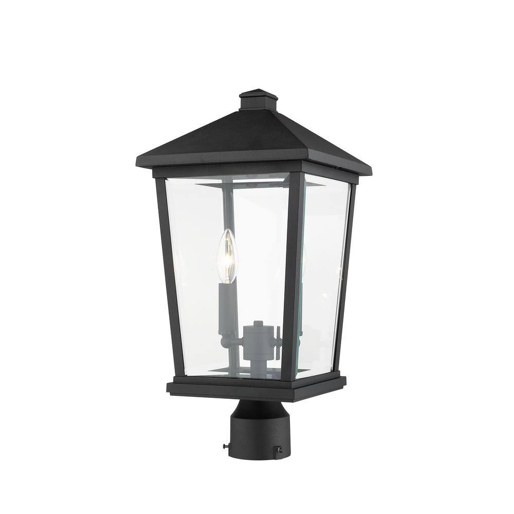 Unbranded  Beacon 2-Light Black 19.5 in. Aluminum Hardwired Outdoor Weather Resistant Post Light Round Fitter with No Bulb Included