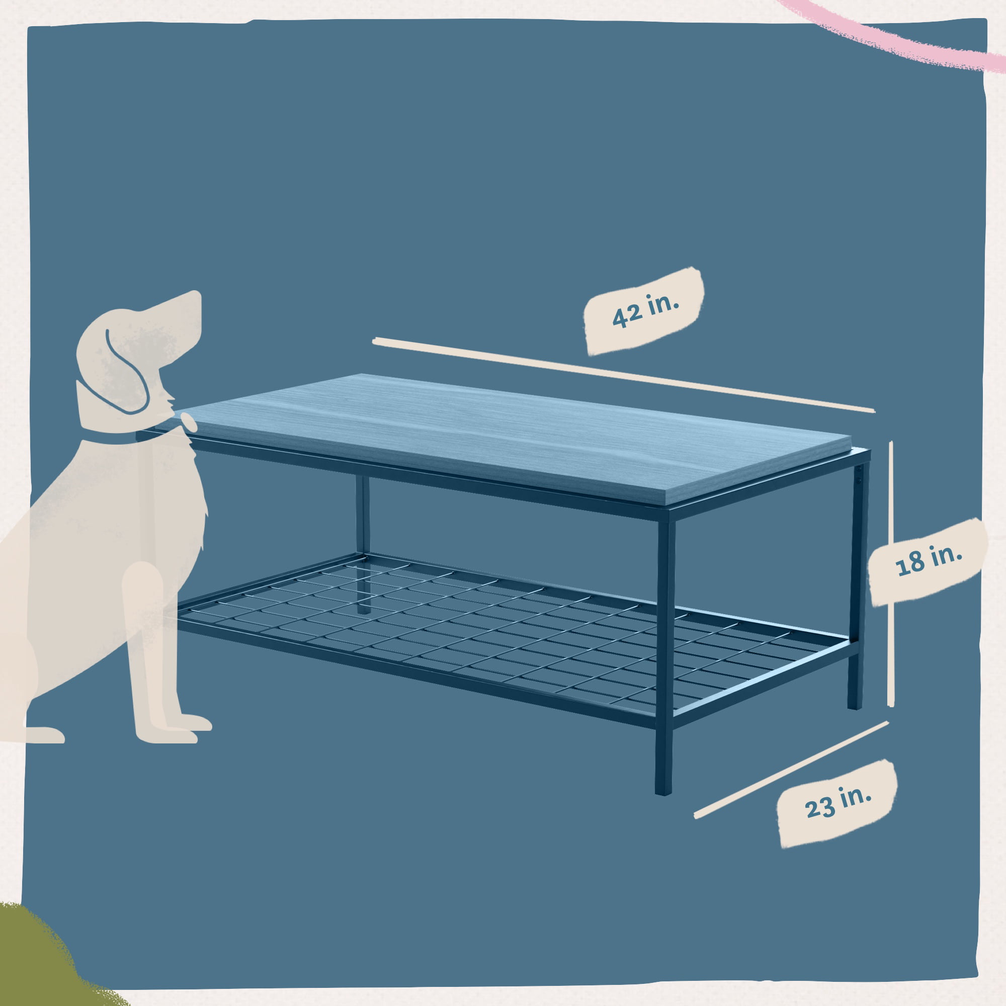 Mayview Collis Industrial Rectangle Wood and Metal Coffee Table. Ash