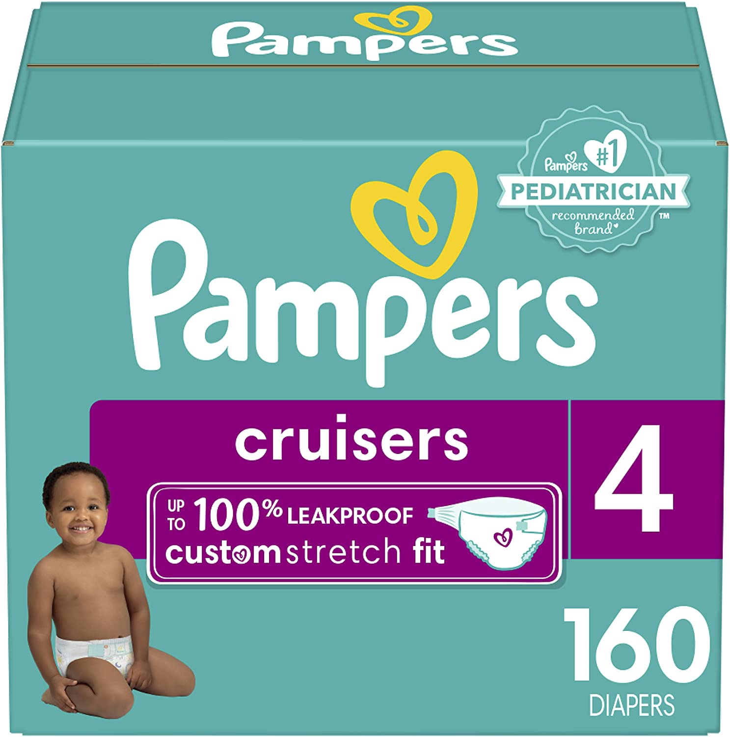 Diapers Size 4. 160 Count - Pampers Cruisers Disposable Baby Diapers