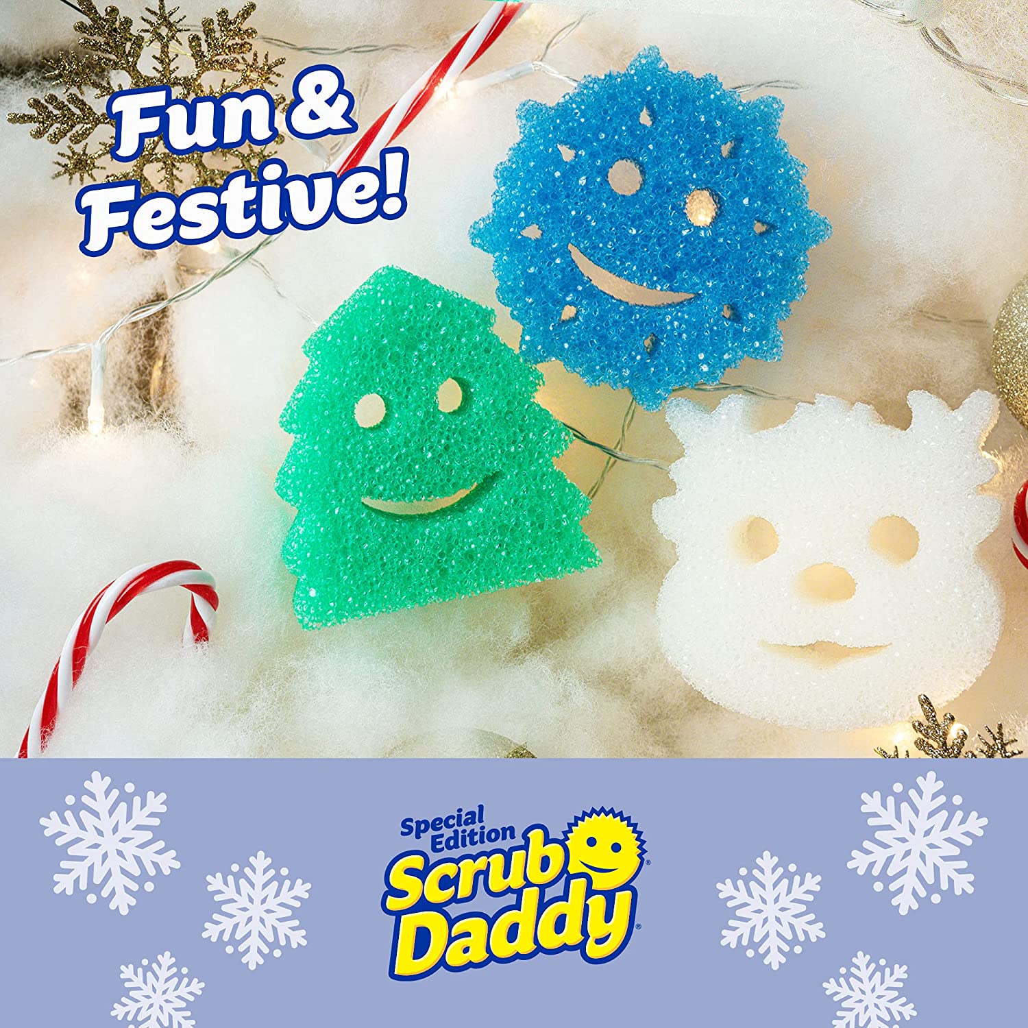 Scrub Daddy Sponge Set - Holiday Shapes - Non Scratch Scrubbers 3 Count 1Pack