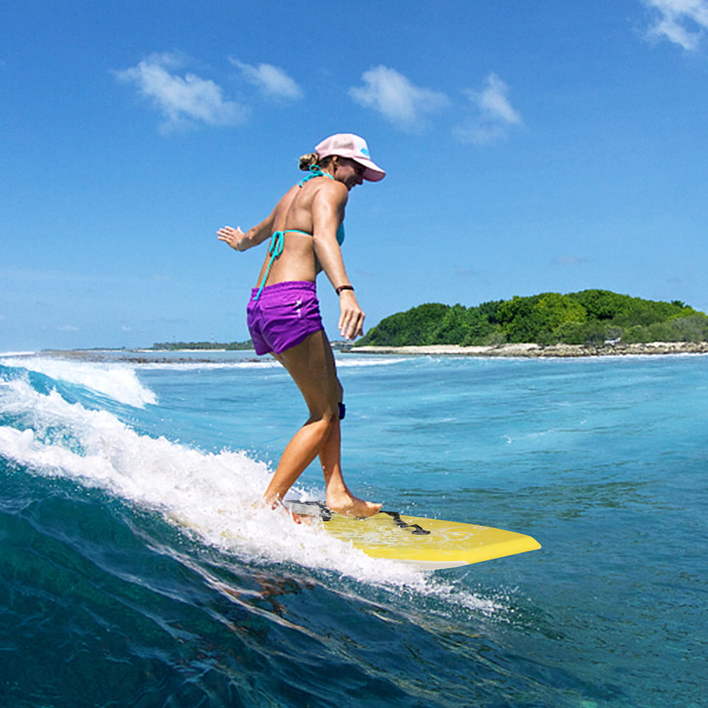 37in Surfboard with Removable Fins Beginner Board for Adults and Kids.Yellow