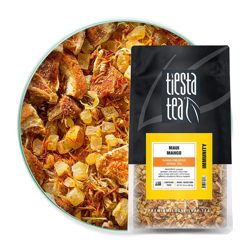Tiesta Tea. Maui Mango. Loose Leaf Mango Pineapple Herbal Tea. 16 oz Bulk Bag