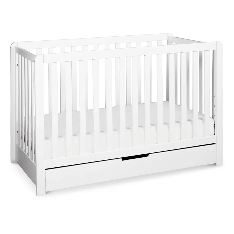 Carter-s by DaVinci Colby 4-in-1 Convertible Crib with Trundle Drawer in White. Greenguard Gold Certified. Undercrib Storage