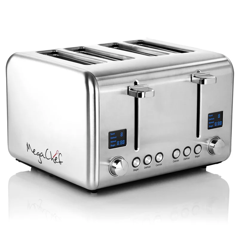 Megachef 4 Slice Toaster in Stainless Steel Silver