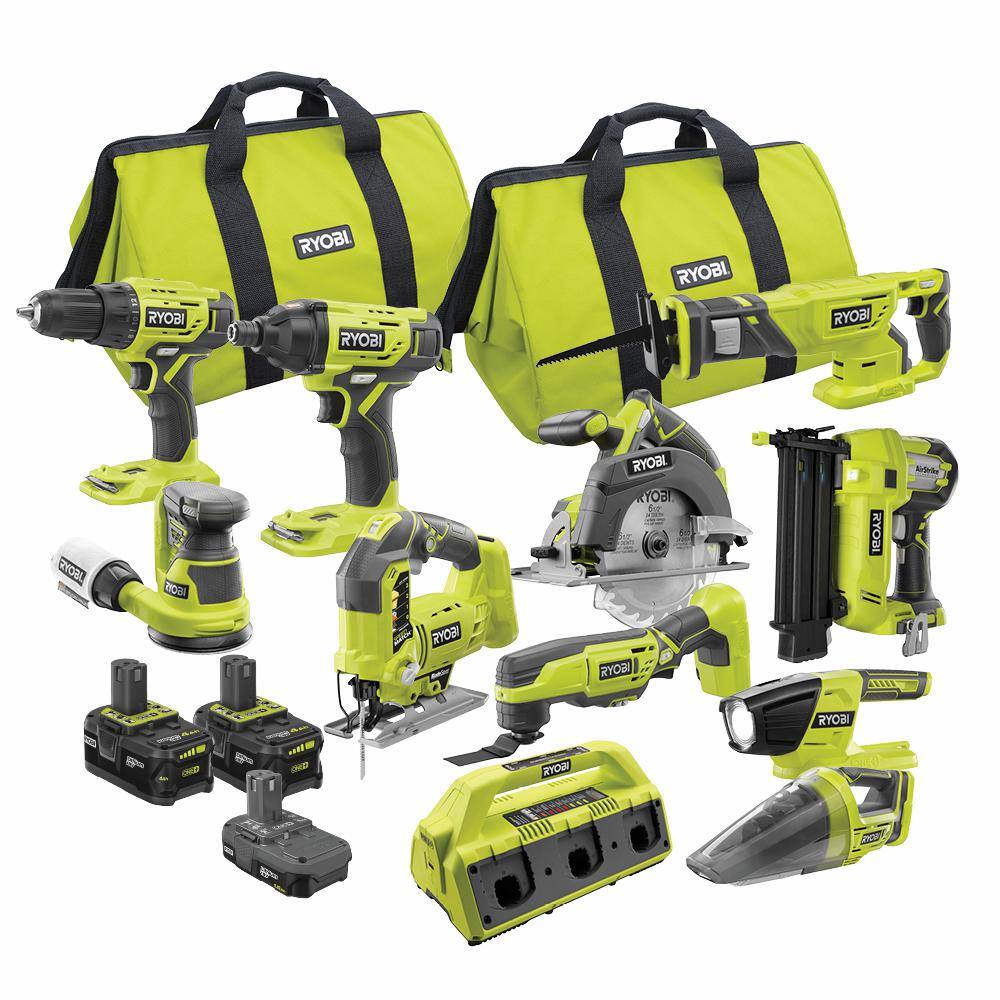 RYOBI PCK800KN ONE+ 18V Cordless 11-Piece Combo Kit with 3 Batteries and 6-Port SUPERCHARGER