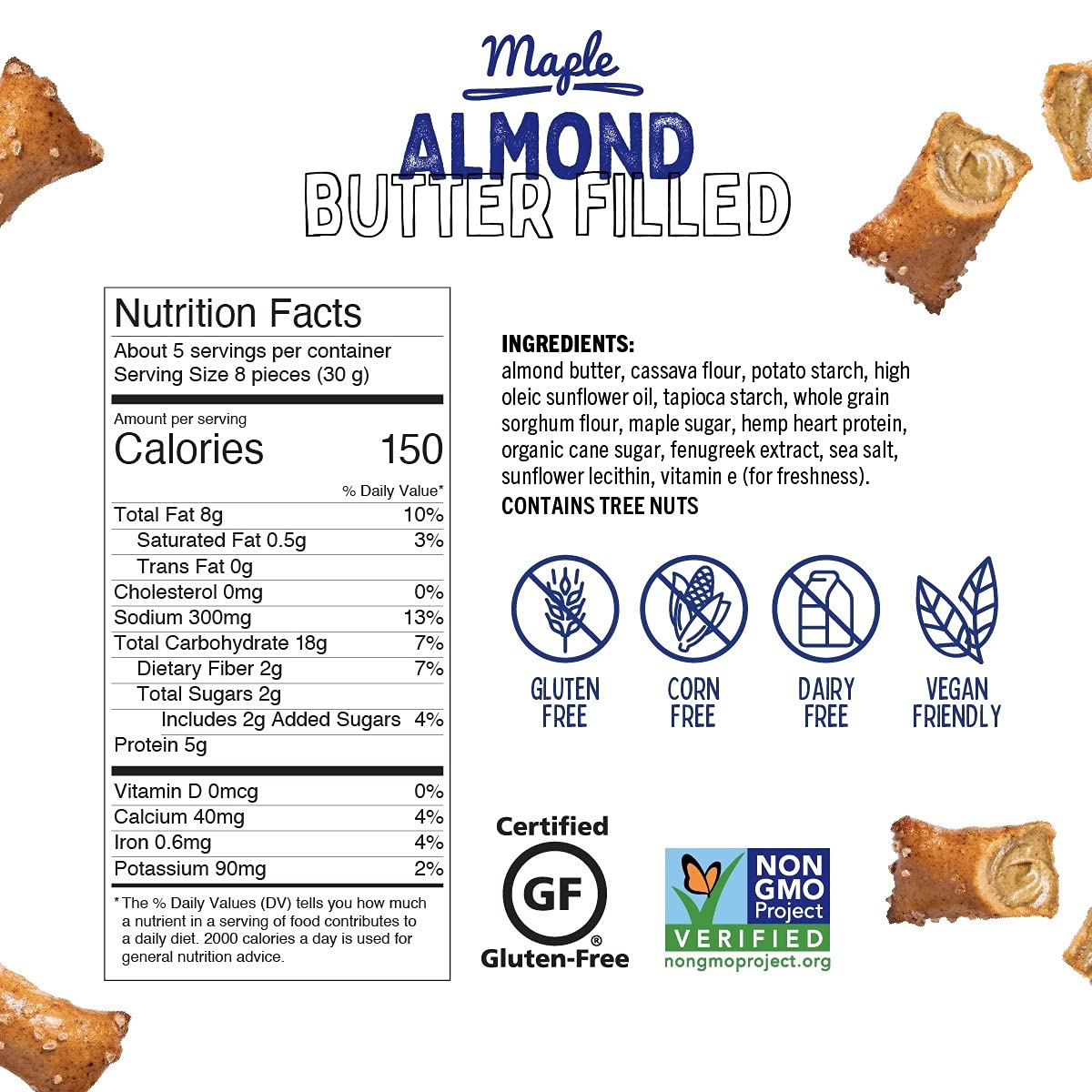 Quinn Maple Almond Butter Filled Pretzel Nuggets. 5oz Bags. 4 Count