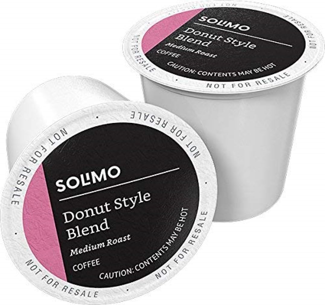Solimo Medium Roast Coffee Pods. Donut Style. Compatible with Keurig 2.0 K-Cup Brewers. 100 Count