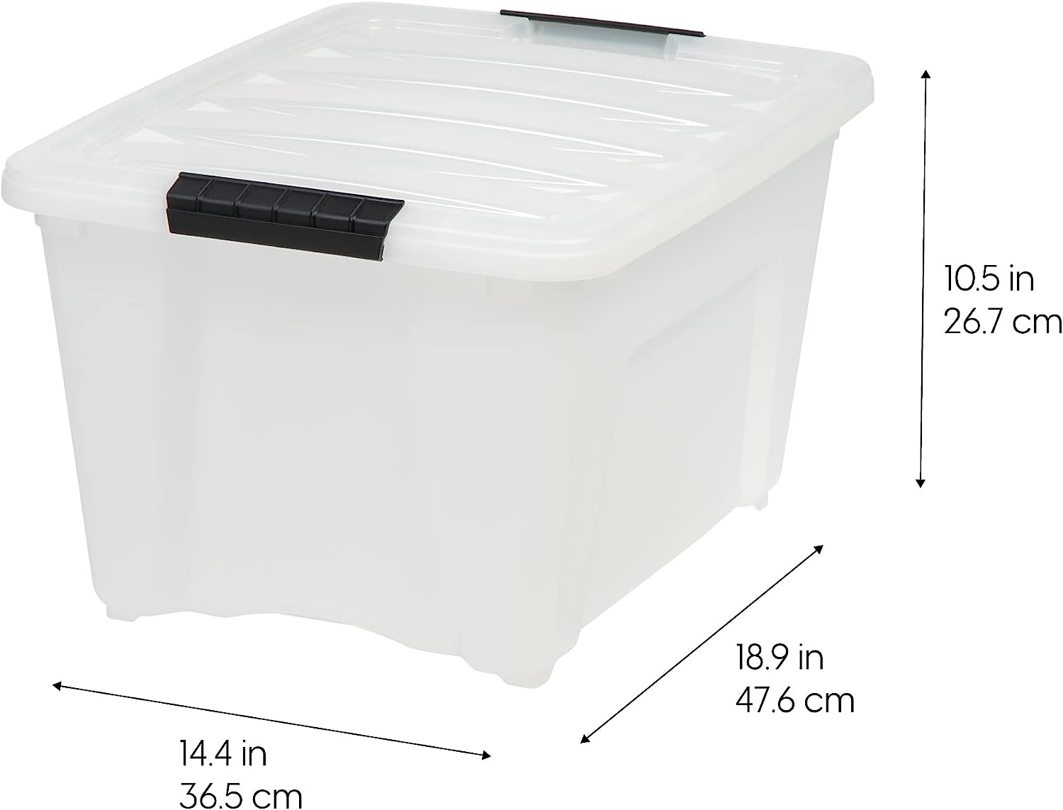 IRIS USA 32 Qt. Plastic Storage Container Bin with Secure Lid and Latching Buckles. 6 pack - Pearl. Durable Stackable Nestable Organizing Tote Tub Box Toy General Organization Medium