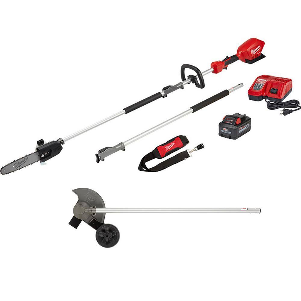 Milwaukee 2825-21PS-49-16-2718 M18 FUEL 10 in. 18-Volt Lithium-Ion Brushless Cordless Pole Saw Kit with Edger Attachment and 8.0 Ah Battery (2-Tool)