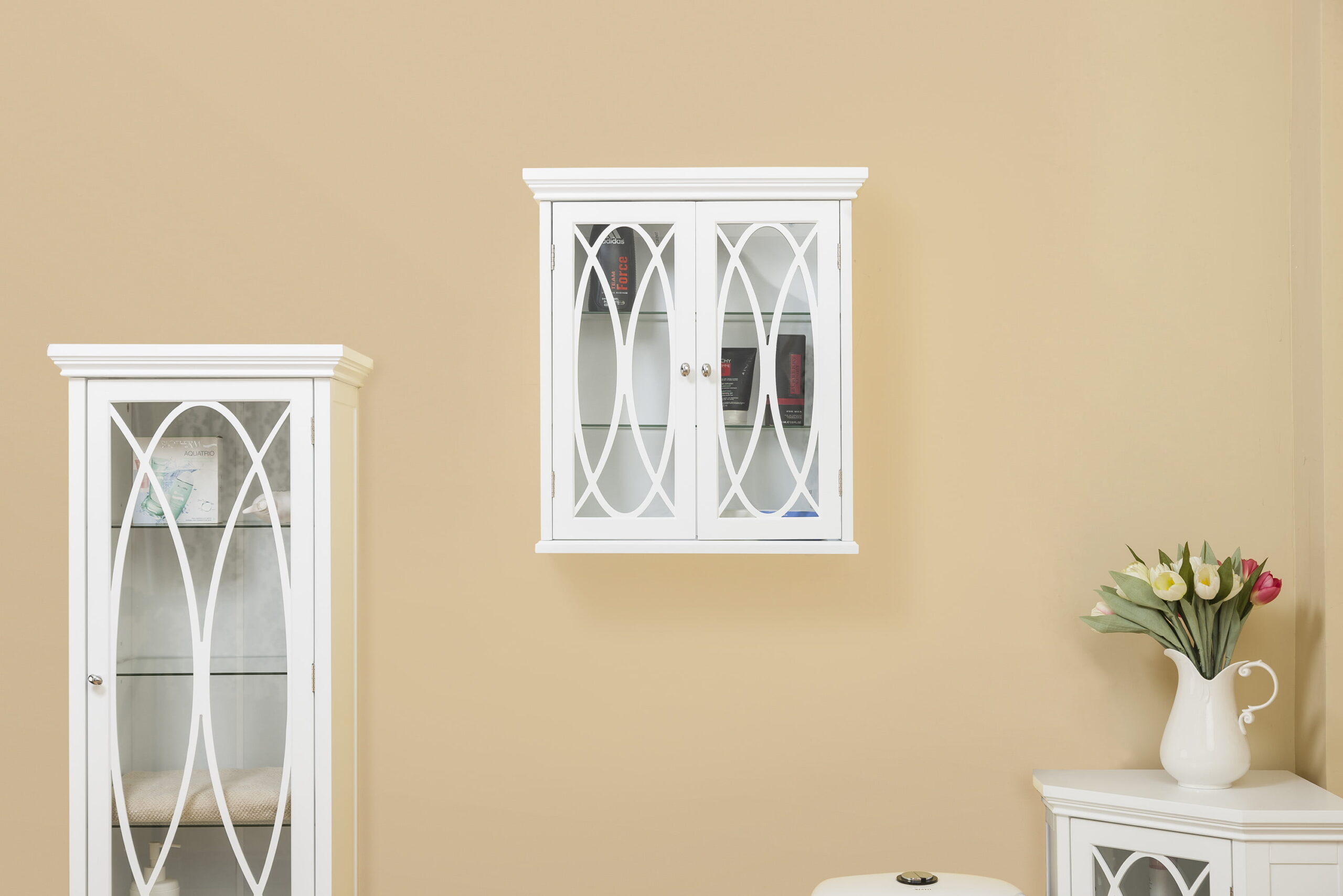 Teamson Home Florence 2 Door Wooden Removable Wall Cabinet with Adjustable Shelves. White