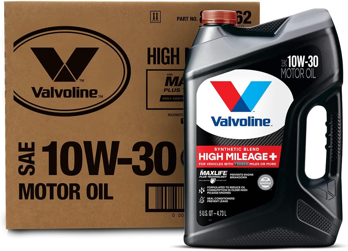 Valvoline High Mileage 150K with Maxlife Plus Technology Motor Oil SAE 10W-30 5 QT. Case of 3