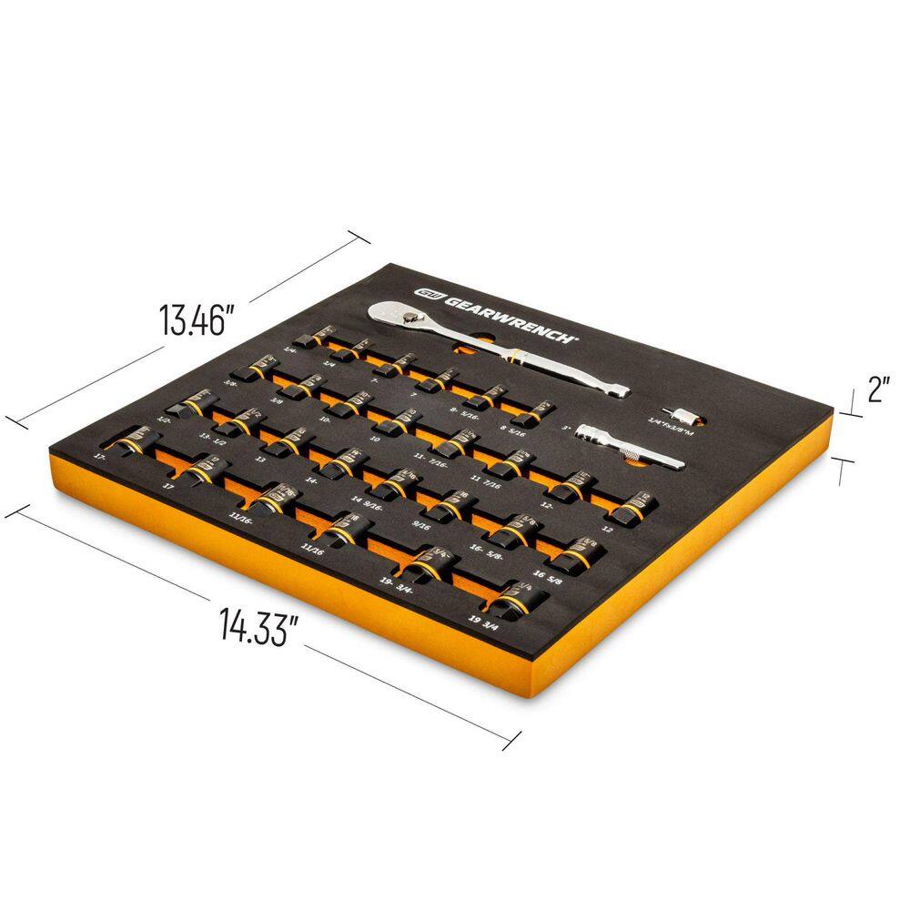 GEARWRENCH 1008035640 Bolt Biter Ratchet Socket Set MM/SAE with EVA Foam Tray (31-Pieces)