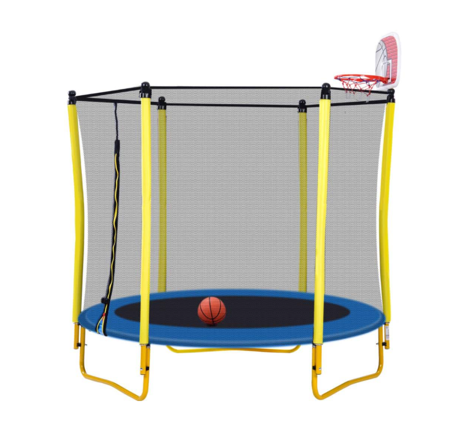 Flynama 65 in Indoor or Outdoor Toddlers Mini Trampoline for Kids in Yellow