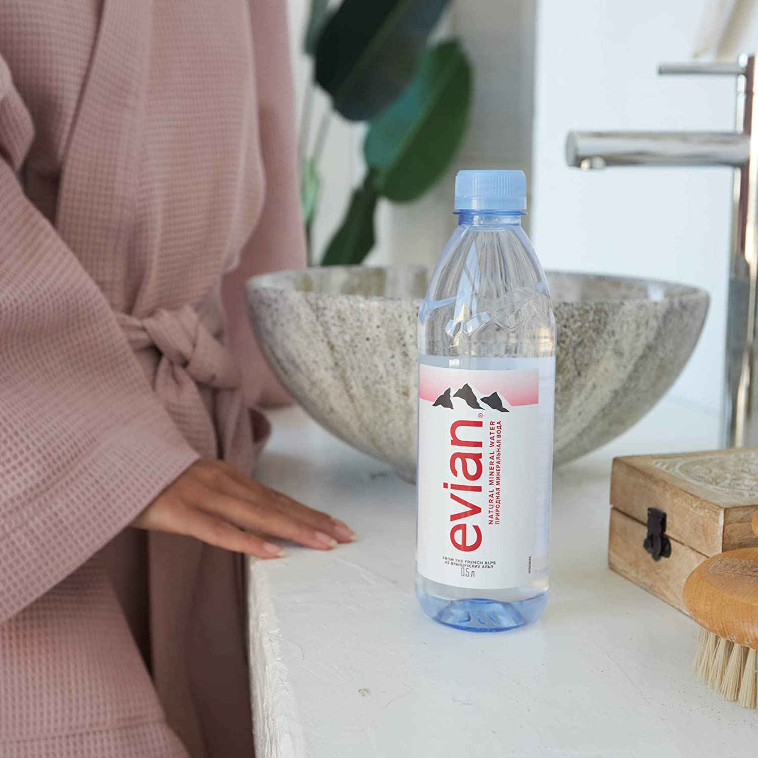 evian Natural Spring Water 500 mL/16.9 Fl Oz (Pack of 24) Mini-Bottles. Naturally Filtered Spring Water Small Water Bottles