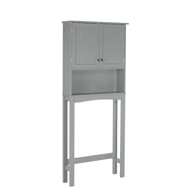 RiverRidge  Ashland 27.44-in W x 64.88-in H x 7.81-in D Gray Over-the-Toilet Storage