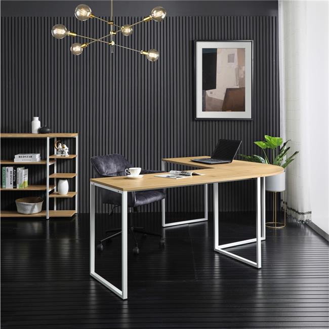 Posh Living LDK342-09WE-UE 71 x 63 x 30 in. Jacelyn Desk - L-Shaped. Natural & White