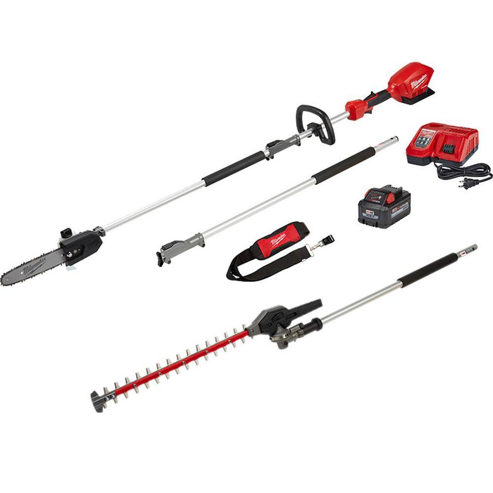 Milwaukee 2825-21PS-49-16-2719 M18 FUEL 10 in. 18-Volt Lithium-Ion Brushless Cordless Pole Saw Kit w/Hedger Attachment and 8.0Ah Battery (2-Tool)