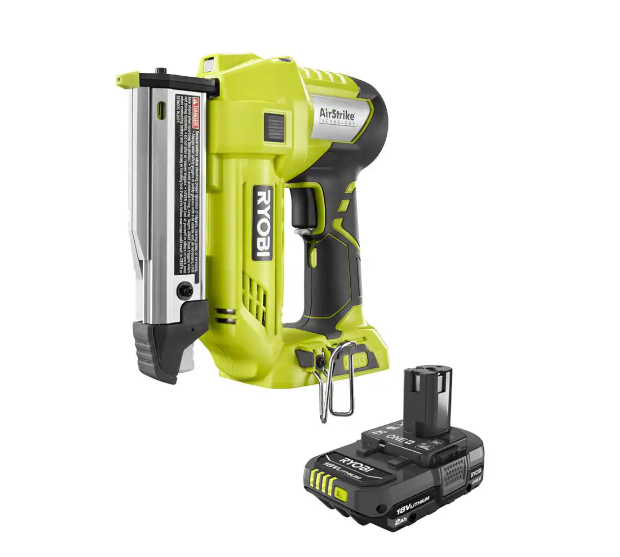 RYOBI P318-PBP006 ONE+ 18V Cordless AirStrike 23-Gauge 1-3/8 in. Headless Pin Nailer with Lithium-Ion 2.0 Ah Compact Battery