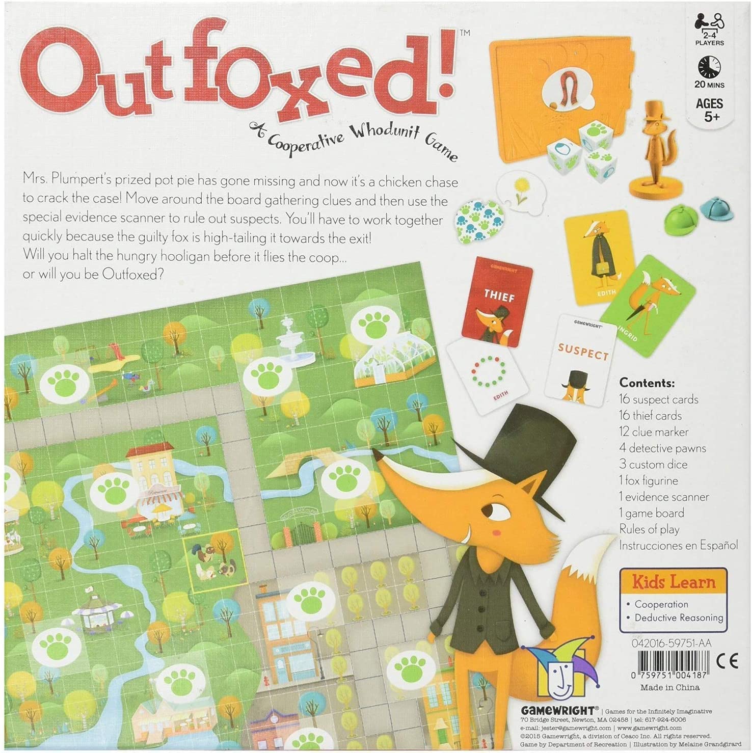 Gamewright Outfoxed! A Cooperative Whodunit Board Game for Kids 5+