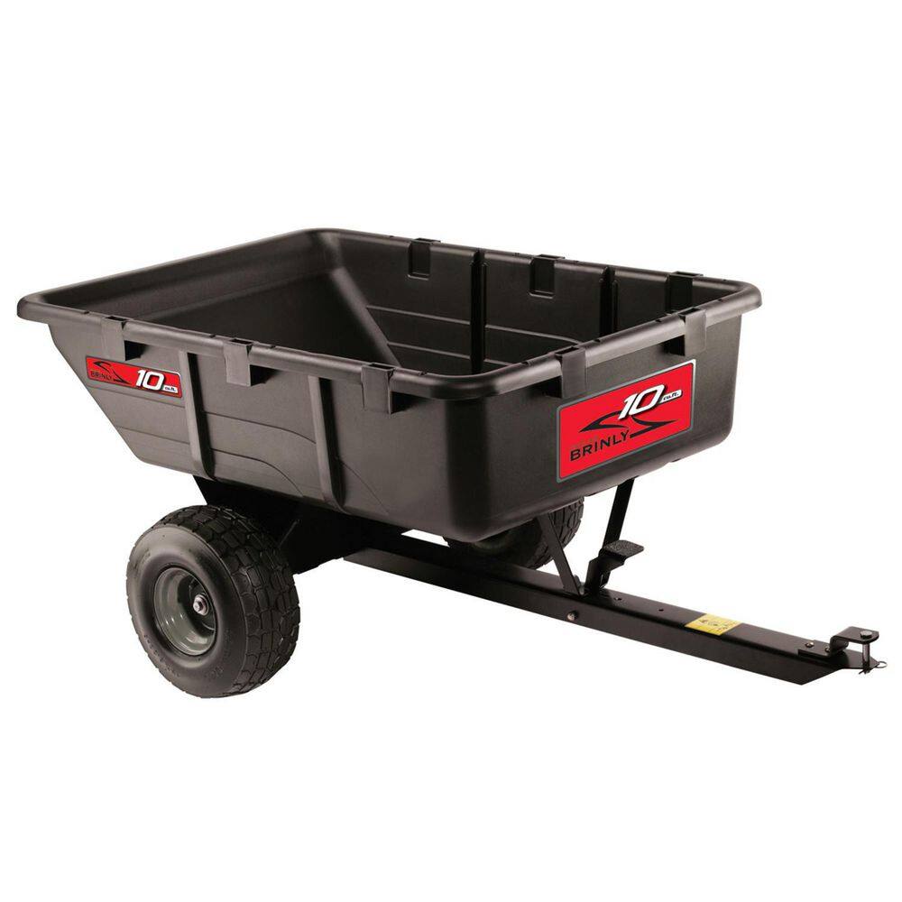 Brinly-Hardy PCT-101BH 650 lb. 10 cu. ft. Tow-Behind Lawn Mower Trailer Dump Cart with Compression-Molded Bed for Lawn Tractors and ZTR Mowers